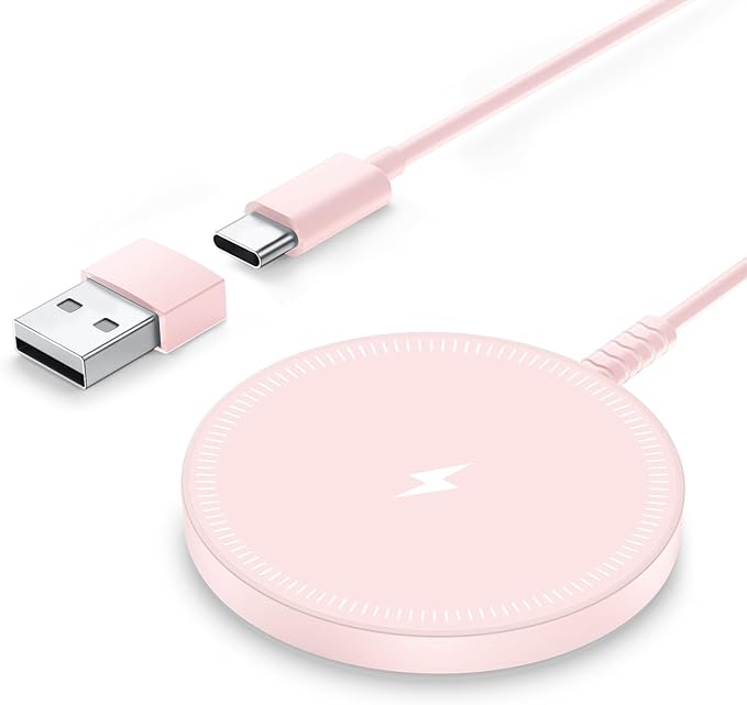 Magnetic Wireless Charger Fast Charge Strong Magnet Charging Pad for iPhone 17/16/15/14/13/12 - Series&AirPods Pro 4-2, Daul Ports, Case-Friendly, Ultra-Slim & Portable for Travel Nightstand Desk