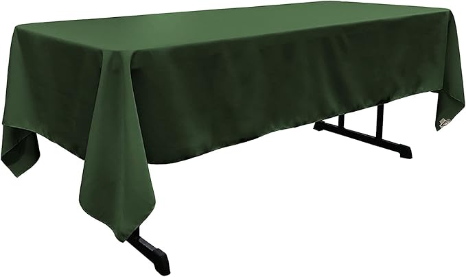 LA Linen Polyester Poplin Washable Rectangular Tablecloth, Stain and Wrinkle Resistant Table Cover 60x120, Fabric Table Cloth for Dinning, Kitchen, Party, Holiday 60 by 120-Inch, Hunter Green
