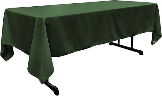 LA Linen Polyester Poplin Washable Rectangular Tablecloth, Stain and Wrinkle Resistant Table Cover 60x120, Fabric Table Cloth for Dinning, Kitchen, Party, Holiday 60 by 120-Inch, Hunter Green