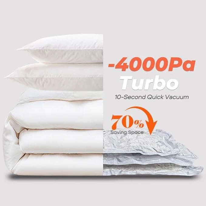 Vacuum Seal Bags for Clothing with Rechargeable Cordless Pump, 12 Pack Compression Packing Bags, Space Saver Storage for Seasonal Clothes Bedding Blanket Pillows Comforters Luggage Travel