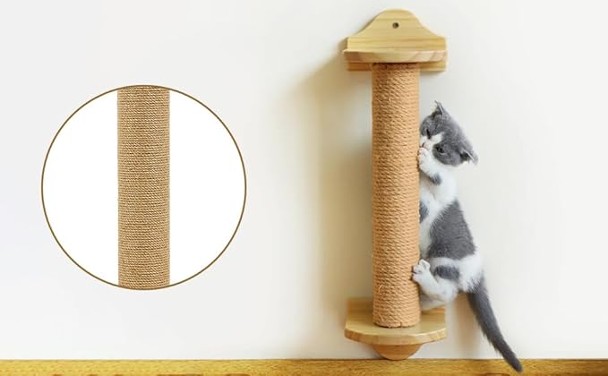 Fhiny 4PCS Cat Scratching Post Replacement 15.7" Natural Jute Spare Extension Scratch Post for Cats Tree DIY Craft Refill Pole Parts Hemp Rope Scratcher Climbing Perch for Indoor Kitten Brown