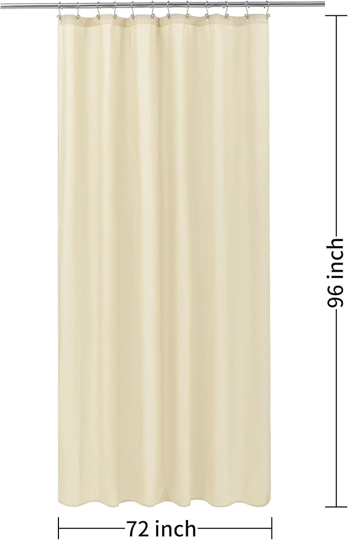 ALYVIA SPRING Extra Long Fabric Shower Curtain Liner Waterproof - 72" x 96", Soft & Lightweight X-Long Shower Curtain with 3 Magnets, Machine Washable - 72x96, Cream