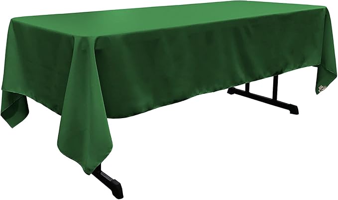 LA Linen Polyester Poplin Washable Rectangular Tablecloth, Stain and Wrinkle Resistant Table Cover 60x120, Fabric Table Cloth for Dinning, Kitchen, Party, Holiday 60 by 120-Inch, Emerald Green