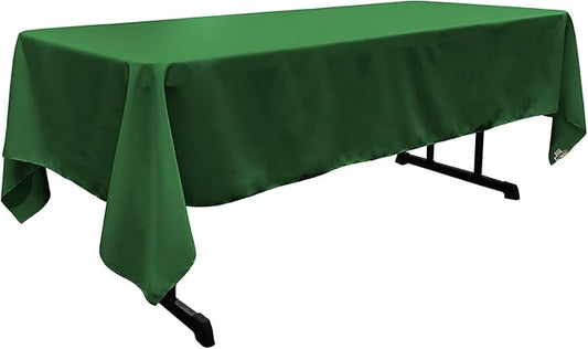 LA Linen Polyester Poplin Washable Rectangular Tablecloth, Stain and Wrinkle Resistant Table Cover 60x120, Fabric Table Cloth for Dinning, Kitchen, Party, Holiday 60 by 120-Inch, Emerald Green