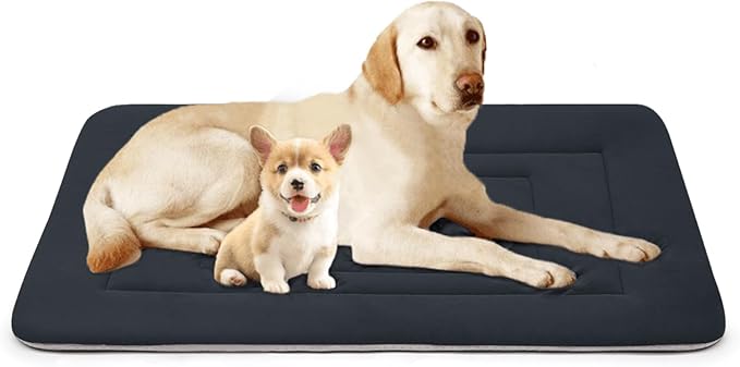 JoicyCo Dog Bed Soft Dog Crate Bed Pad Mat, 48 in Non Slip Bottom Washable Beds for Extra Large Dogs, Pet Bed Mattress Kennel Pad, Dark Gray