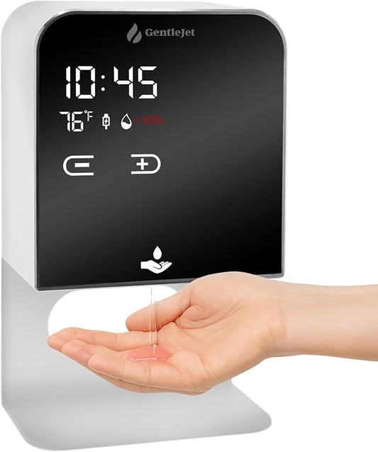 NobleJet Automatic Liquid Soap Dispenser Touchless - USB-C Powered or Battery, Aluminum Alloy Body, LED Display, Kitchen, Bathroom Soap Dispenser Wall Mount or Countertop, 5-Level Adjustable