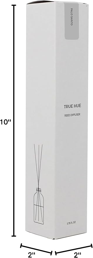 Luxury Reed Diffuser| True Hue | Luxury Reed Diffuser | 3.75 fl oz | Glass and Rattan | Lasts for 2-3 Months | Fragrance Diffusers for Home | Handmade in USA (Palo Santo)