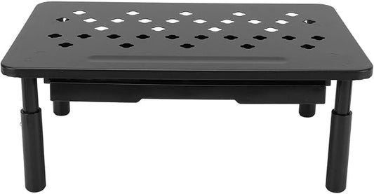 Diyeeni Computer Monitor Stand Riser, Desk Organizers and Accessories with Drawer, Laptop Stand for Desk, Adjustable Height 10.5-14.5cm, 20KG Bearing, Ventilation Hole (black)
