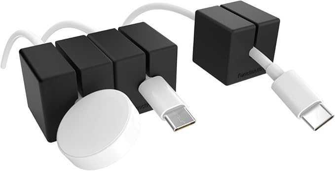 Function101 Weighted Magnetic Cable Blocks – Non-Adhesive Anchors for Cable Organization – Weighted Cord Holders & Accessory Organizer – Durable Magnetic Accessories for Office Use (Black, Pack of 3)