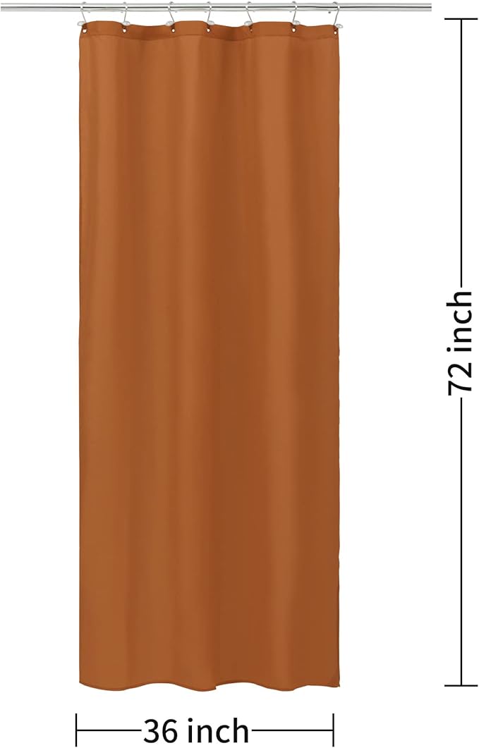 ALYVIA SPRING Stall Fabric Shower Curtain Liner Waterproof - Soft & Lightweight Small Shower Curtain with Magnets for Narrow Stall Size, Machine Washable - 36x72, Burnt Orange