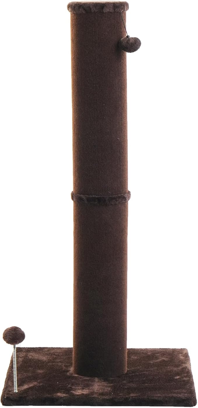 Cat Craft Cat Scratching Post Carpet Scratching Post 40" for Indoor Cats, Tall Scratch Post, Carpet Cat Scratcher with Replaceable Toys, Sturdy Base, Large, Brown