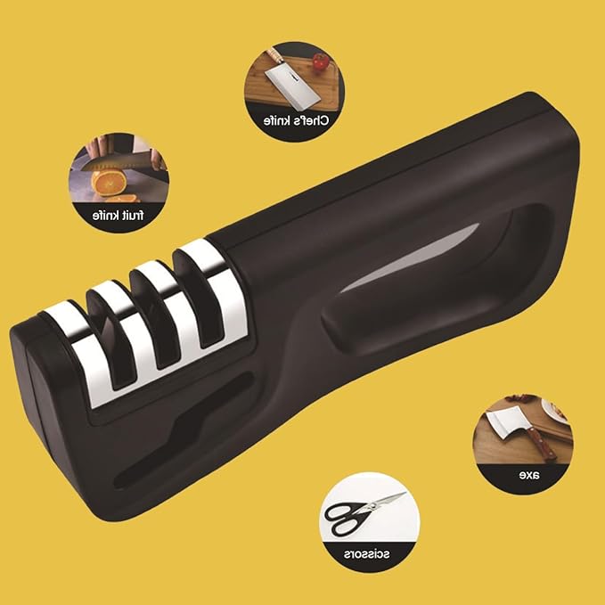 Professional 4-Stage Kitchen Knife Sharpener, Premium Polish Blade System for Steel Knives, Fruit Knives and Scissors