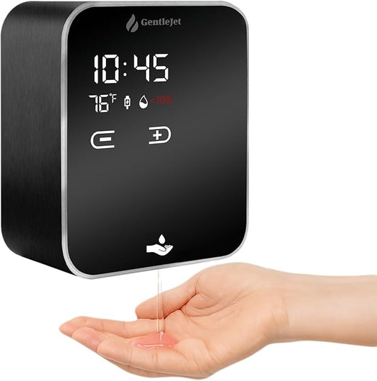AuraJet Automatic Liquid Soap Dispenser Touchless - Adjustable Levels, Digital Display, Aluminum Alloy Body, Battery Operated or USB-Powered Automatic Hand Soap Dispenser Wall Mount