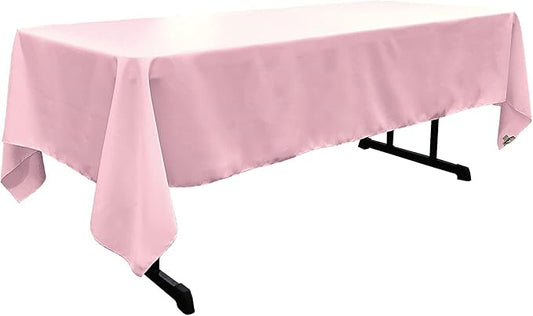 LA Linen Polyester Poplin Washable Rectangular Tablecloth, Stain and Wrinkle Resistant Table Cover 60x120, Fabric Table Cloth for Dinning, Kitchen, Party, Holiday 60 by 120-Inch, Pink Light