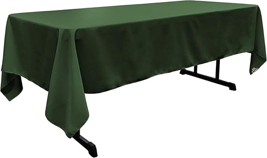 LA Linen Polyester Poplin Washable Rectangular Tablecloth, Stain and Wrinkle Resistant Table Cover 60x108, Fabric Table Cloth for Dinning, Kitchen, Party, Holiday 60 by 108-Inch, Hunter Green