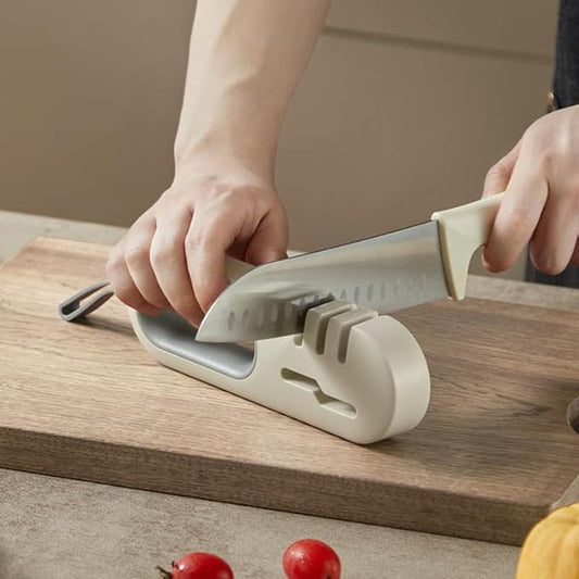 4-in-1 Knife Sharpener for Kitchen Knives - 3-Stage Professional Sharpener with Diamond, Ceramic & Tungsten Steel - Repair & Restore Dull Blades (Great for Home Chefs)