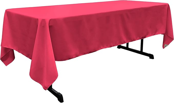 LA Linen Polyester Poplin Washable Rectangular Tablecloth, Stain and Wrinkle Resistant Table Cover 60x108, Fabric Table Cloth for Dinning, Kitchen, Party, Holiday 60 by 108-Inch, Fuchsia