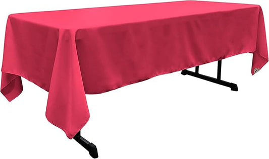 LA Linen Polyester Poplin Washable Rectangular Tablecloth, Stain and Wrinkle Resistant Table Cover 60x108, Fabric Table Cloth for Dinning, Kitchen, Party, Holiday 60 by 108-Inch, Fuchsia