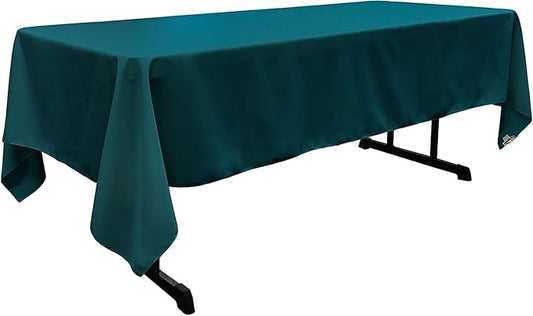 LA Linen Polyester Poplin Washable Rectangular Tablecloth, Stain and Wrinkle Resistant Table Cover 60x108, Fabric Table Cloth for Dinning, Kitchen, Party, Holiday 60 by 108-Inch, Teal Dark