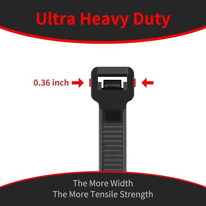 Zip Ties Heavy Duty, BethTie 500 Pack (12Inch) Black Cable Ties, Self-Locking Plastic Wire Ties with 220lb Tensile Strength, Black Nylon Zip Ties for Indoor
