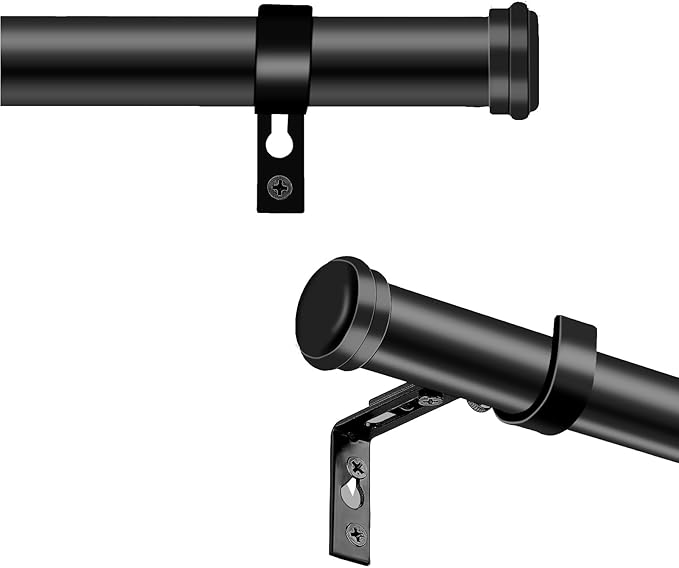 "Black Wrap Around Industrial Curtain Rod, 32-168Inches Adjustable, 1-Inch Diameter, Black - Indoor and Outdoor Use"