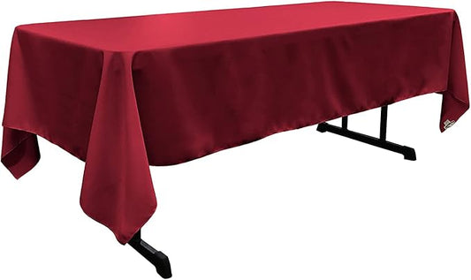 LA Linen Polyester Poplin Washable Rectangular Tablecloth, Stain and Wrinkle Resistant Table Cover 60x120, Fabric Table Cloth for Dinning, Kitchen, Party, Holiday 60 by 120-Inch, Cranberry