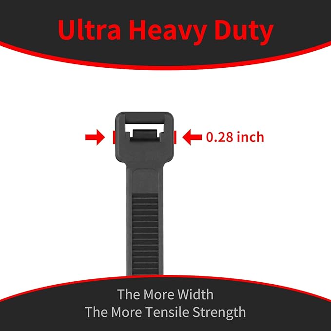 Zip Ties Heavy Duty, BethTie 500 Pack (8Inch) Black Cable Ties, Self-Locking Plastic Wire Ties with 120lb Tensile Strength, Black Nylon Zip Ties for Indoor