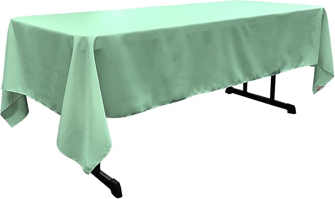 LA Linen Polyester Poplin Washable Rectangular Tablecloth, Stain and Wrinkle Resistant Table Cover 60x120, Fabric Table Cloth For Dinning, Kitchen, Party, Holiday 60 by 120-Inch, Mint