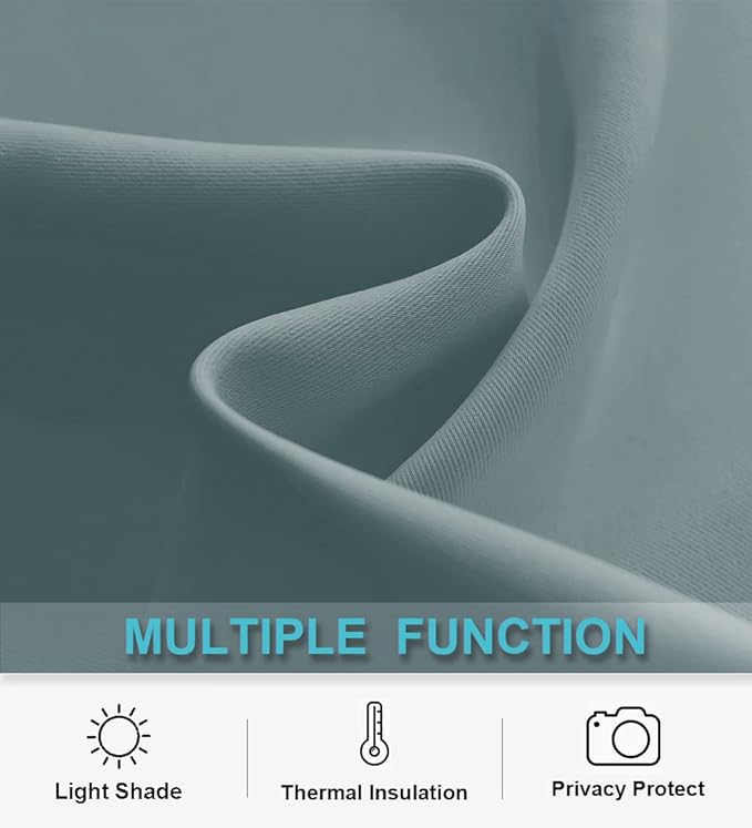 RYB HOME Small Window Curtains, Thermal Insulated Privacy Curtains and Drapes Soild Room Darkening Shades Decent Decor for Kitchen RV Camper Closet, Dusty Blue, W42 x L36 inches, 2 Panels Set