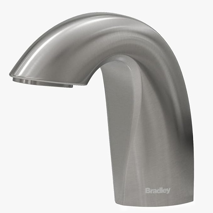 Bradley Crestt Liquid Soap Dispenser, Sensor Activated, Ring Light Indicates Low Battery Soap or Overflow, Deck Mounted, Auto-Top-Fill, Brushed Stainless Steel