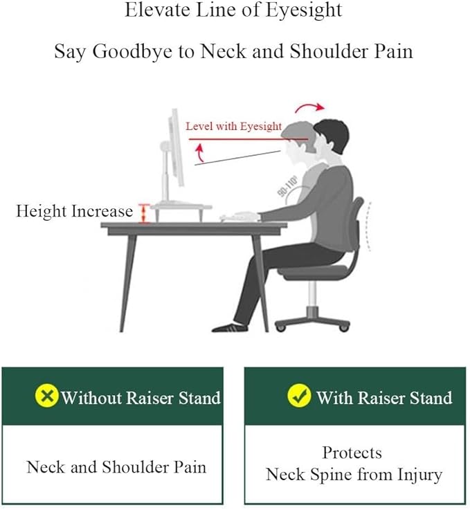 Bamboo Monitor Stand, Modern and Simple Laptop Stand for Desk, Monitor Riser with Storage Drawer for Home Study, Office, No Assembly