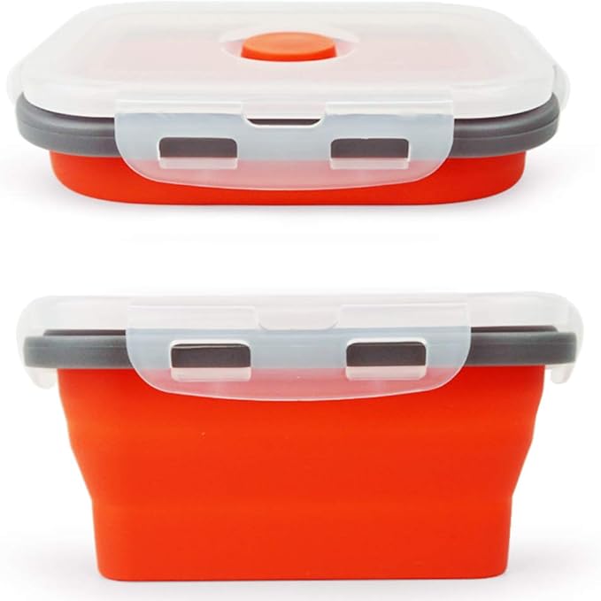 CARTINTS Reusable Silicone Food Storage Containers, Collapsible Cmaping Food Containers, Silicone Bowls Silicone Lunch Containers with Airtight Lids, Ideal for Travel and Camping, 3Pack