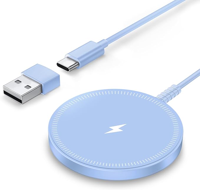 Magnetic Wireless Charger Fast Charge Strong Magnet Charging Pad for iPhone 17/16/15/14/13/12 - Series&AirPods Pro 4-2, Daul Ports, Case-Friendly, Ultra-Slim & Portable for Travel Nightstand Desk