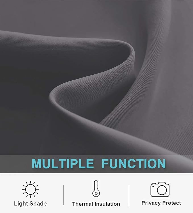 RYB HOME Short Curtains Gray Half Window Curtains for Bedroom, Privacy Curtain Tiers for Windows, Energy Saving Drapes for Bathroom Kitchen Basement, Wide 42 x Long 36 inches per Panel, Grey, Set of 2