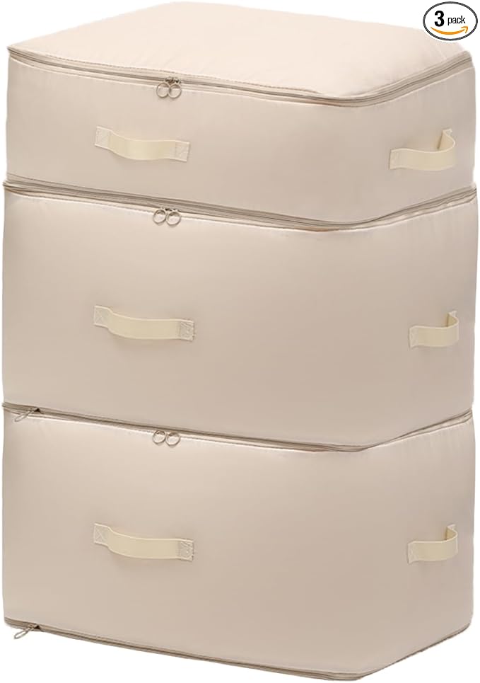 3 PCS Ultra Space Saving Self Compression Organizer, 2025 NEW Comforter Storage Bags, Heavy Duty Moving Bags, Washable Compression Bags for Storage Comforter Blanket, Clothes,Closet, Bedding