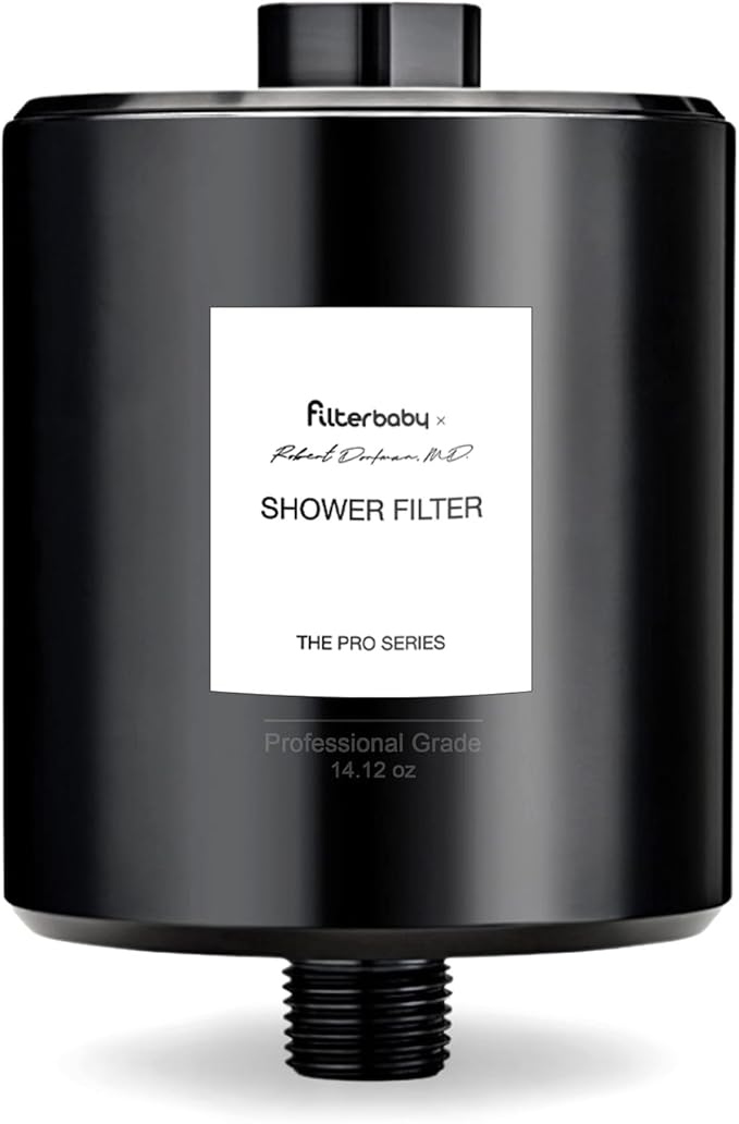 Filterbaby Pro Series Shower Filter,Doctor Developed, All-Metal Titanium Aluminum,Lab Tested to Reduce up to 99% Chlorine/Chloramine/Lead/Certain Heavy Metals,Great Water Pressure,Long Lasting,Black