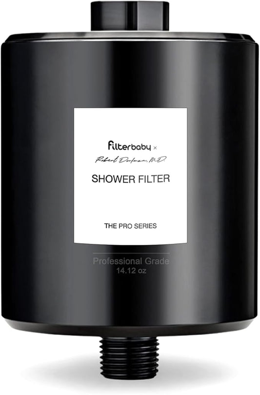 Filterbaby Pro Series Shower Filter,Doctor Developed, All-Metal Titanium Aluminum,Lab Tested to Reduce up to 99% Chlorine/Chloramine/Lead/Certain Heavy Metals,Great Water Pressure,Long Lasting,Black