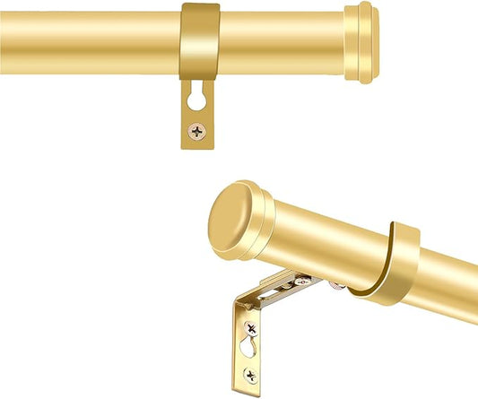 "Gold Wrap Around Industrial Curtain Rod, 28-48 Inches Adjustable, 1-Inch Diameter, Indoor and Outdoor Use"
