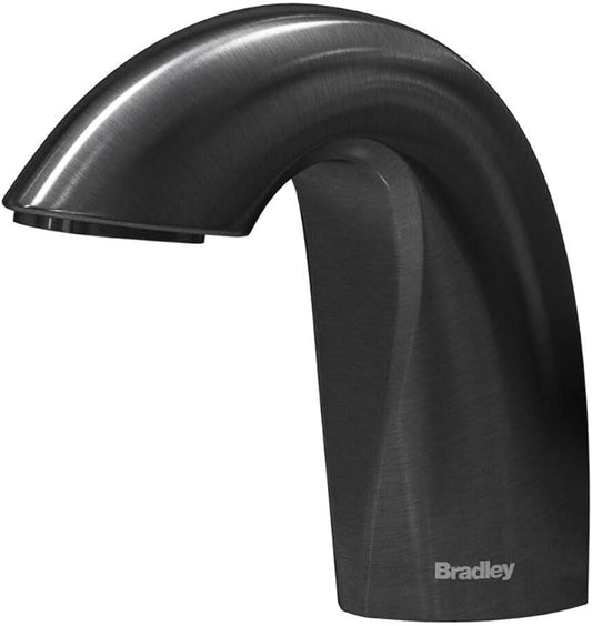 Bradley Crestt Liquid Soap Dispenser, Sensor Activated, Ring Light Indicates Low Battery Soap or Overflow, Deck Mounted, Auto-Top-Fill, Brushed Black Stainless Steel
