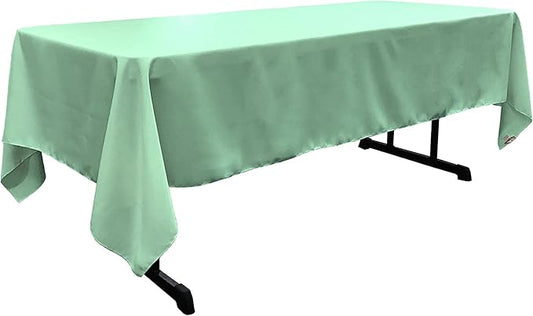 LA Linen Polyester Poplin Washable Rectangular Tablecloth, Stain and Wrinkle Resistant Table Cover 60x108, Fabric Table Cloth for Dinning, Kitchen, Party, Holiday 60 by 108-Inch, Mint