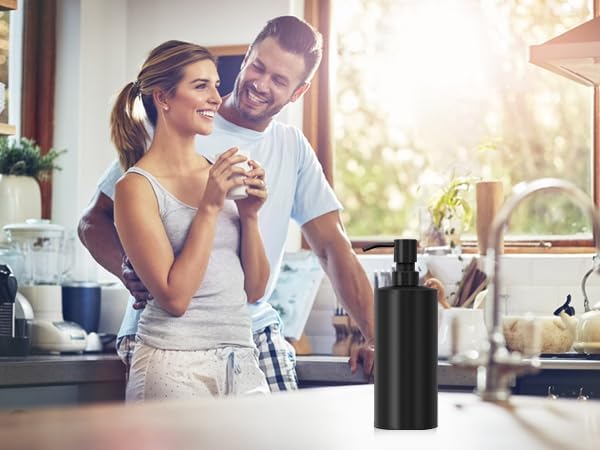 ARKTEK Large Stainless Steel Countertop Soap Dispenser Matte Black- Rust and Leak Proof Liquid Hand Soap Pump Bottle for Kitchen, Bathroom and Countertop Hand Dish Lotion (20 Oz / 600ml)