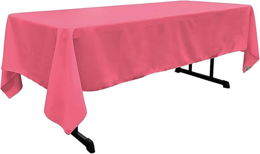 LA Linen Polyester Poplin Washable Rectangular Tablecloth, Stain and Wrinkle Resistant Table Cover 60x120, Fabric Table Cloth for Dinning, Kitchen, Party, Holiday 60 by 120-Inch, Hot Pink