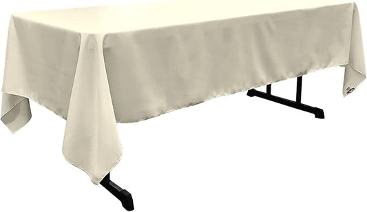 LA Linen Polyester Poplin Washable Rectangular Tablecloth, Stain and Wrinkle Resistant Table Cover 60x120, Fabric Table Cloth for Dinning, Kitchen, Party, Holiday 60 by 120-Inch, Ivory