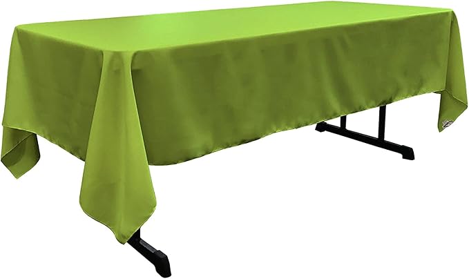 LA Linen Polyester Poplin Washable Rectangular Tablecloth, Stain and Wrinkle Resistant Table Cover 60x120, Fabric Table Cloth for Dinning, Kitchen, Party, Holiday 60 by 120-Inch, Lime