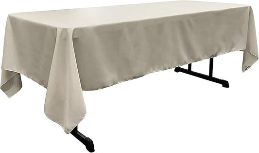 LA Linen Polyester Poplin Washable Rectangular Tablecloth, Stain and Wrinkle Resistant Table Cover 60x120, Fabric Table Cloth for Dinning, Kitchen, Party, Holiday 60 by 120-Inch, Gray Light