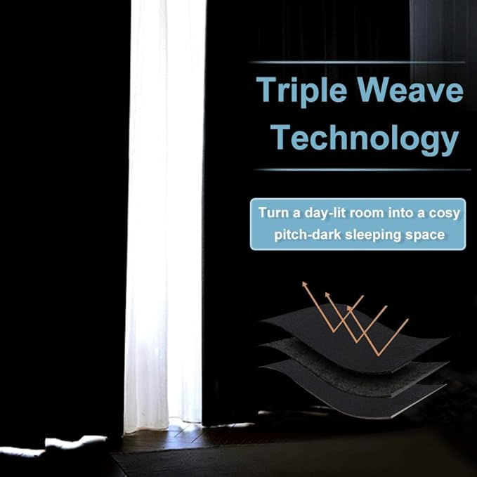 RYB HOME Blackout Curtains for Kitchen, Over Sink Privacy Curtains Window Decor, Thermal Insulating Drapes for Bathroom Cafe Bedroom Small Window, W 42 x L 24 inch, Black, 2 Panels