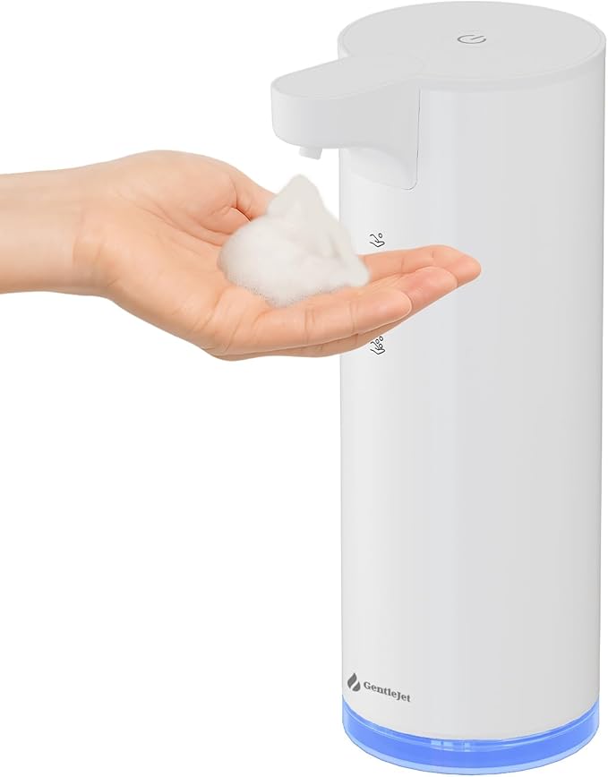 EasyFoam Automatic Foaming Soap Dispenser - Rechargeable Automatic Soap Dispenser Touchless for Bathroom or Kitchen, Motion Sensor, 2 Levels, IPX5 Water-Resistant, 9.5oz (White)