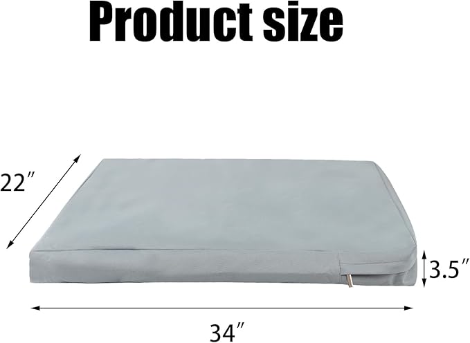 Waterproof Dog Bed Cover,Dog Crate Pad Cover with Zipper,Oxford Dog Bed Sheets,Pet Bed Cover Hair Easy to Remove,Dog Bed Covers Replacement Washable (Gray #1, 34 * 22 * 3.5inch)