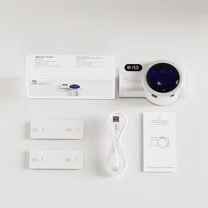 Toothbrush Holder & UV Sanitizer, FullHouse Toothbrush Cleaner with Air Drying and Rechargeable, Bathroom Wall Mounted, for All Electric & Manual Toothbrush