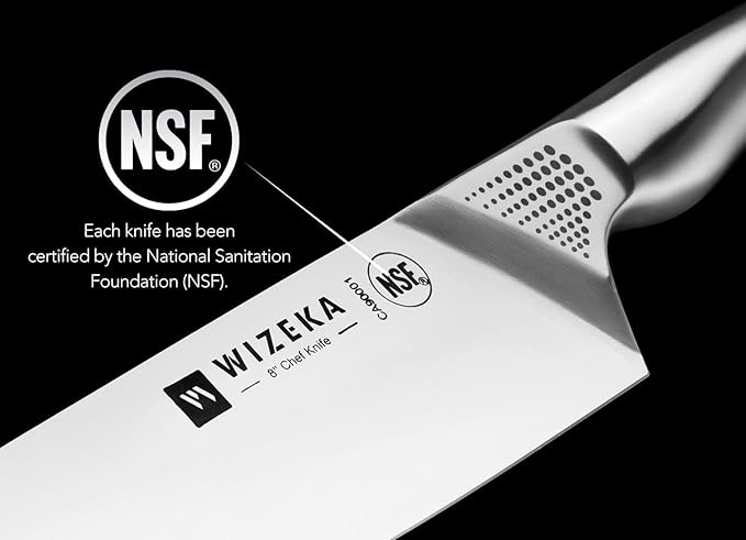 WIZEKA Kitchen Knife Set with Block: 15PCS German Stainless Steel Knife Block Set,One-Piece Design Knives Set for Kitchen, Professional Knife Set with Built-in Sharpener,Starry Sky Series